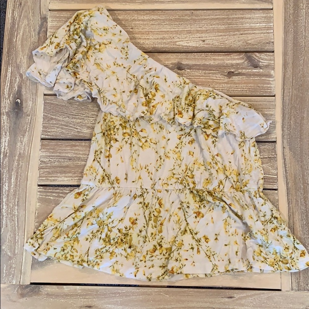 Yellow Floral One Sleeve Blouse - H&M Small
